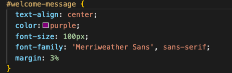 Example of id written in CSS